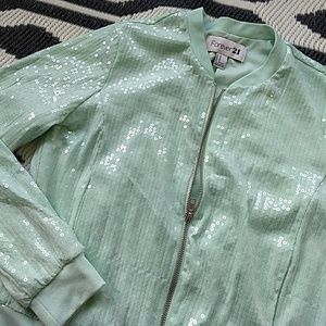 COPY - New Mermaid sequin bomber jacket seafoam green